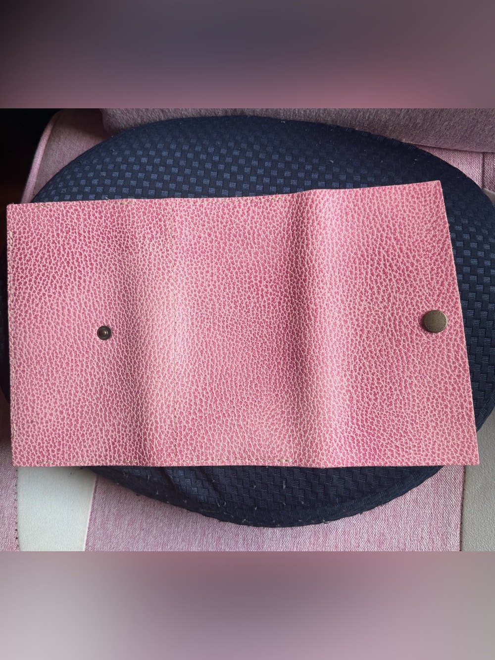 Bubblegum Pink Pebbled PLG Portland Leather Goods Rancher Wallet Stamped - Picture 3 of 9